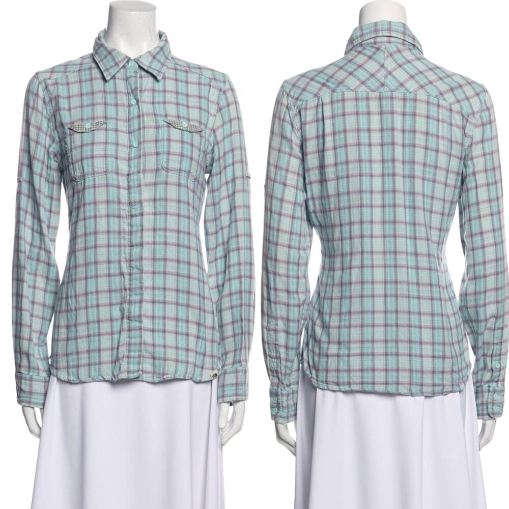 THE NORTH FACE Plaid Print Long Sleeve Button Up Top Shirt SIZE S